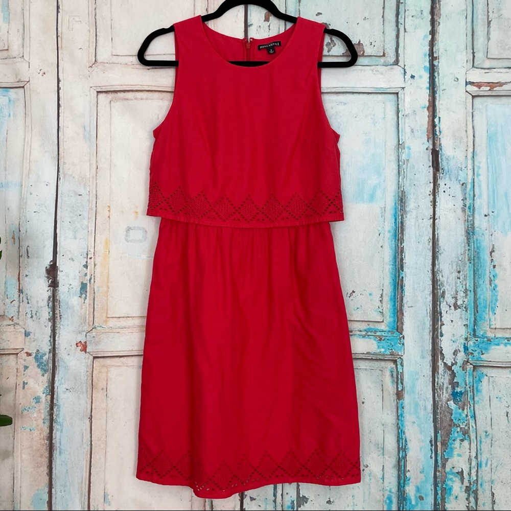 J. Crew Mercantile Red Eyelet Dress Size 2